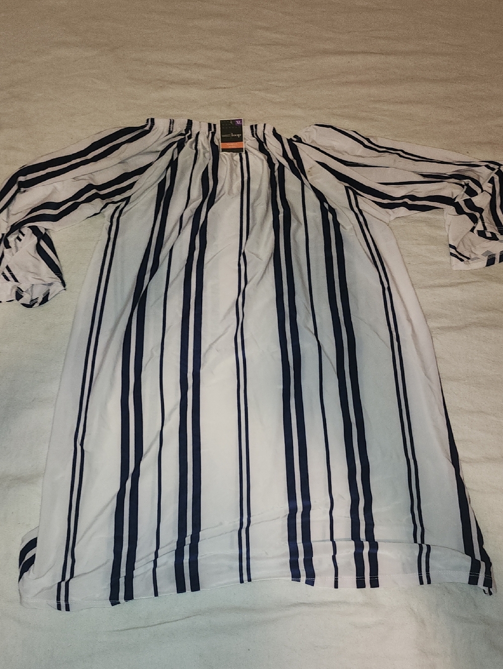 west loop White & Navy Vertical Stripe Tunic